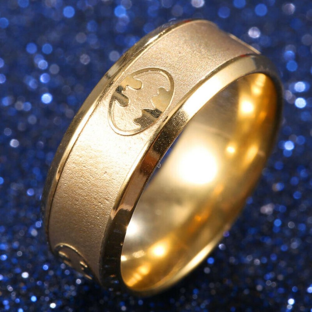 Stainless Steel Gold Batman Ring Size 9 - Picture 2 of 2